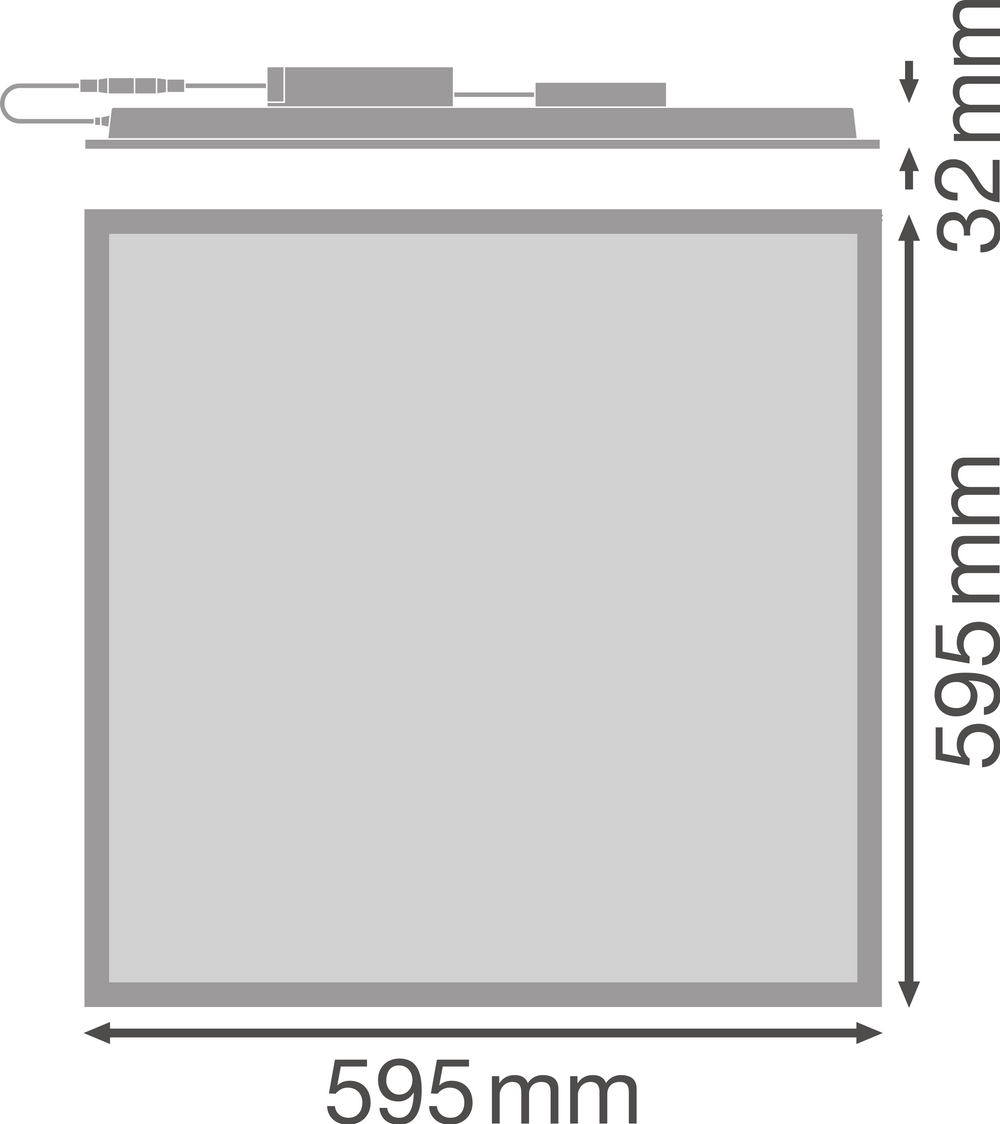 Pannello LED Tsong 60x60cm 33W 3000K 1521 lumen IP20 CRI 80 Alluminio Oro Opaco CE RoHS
