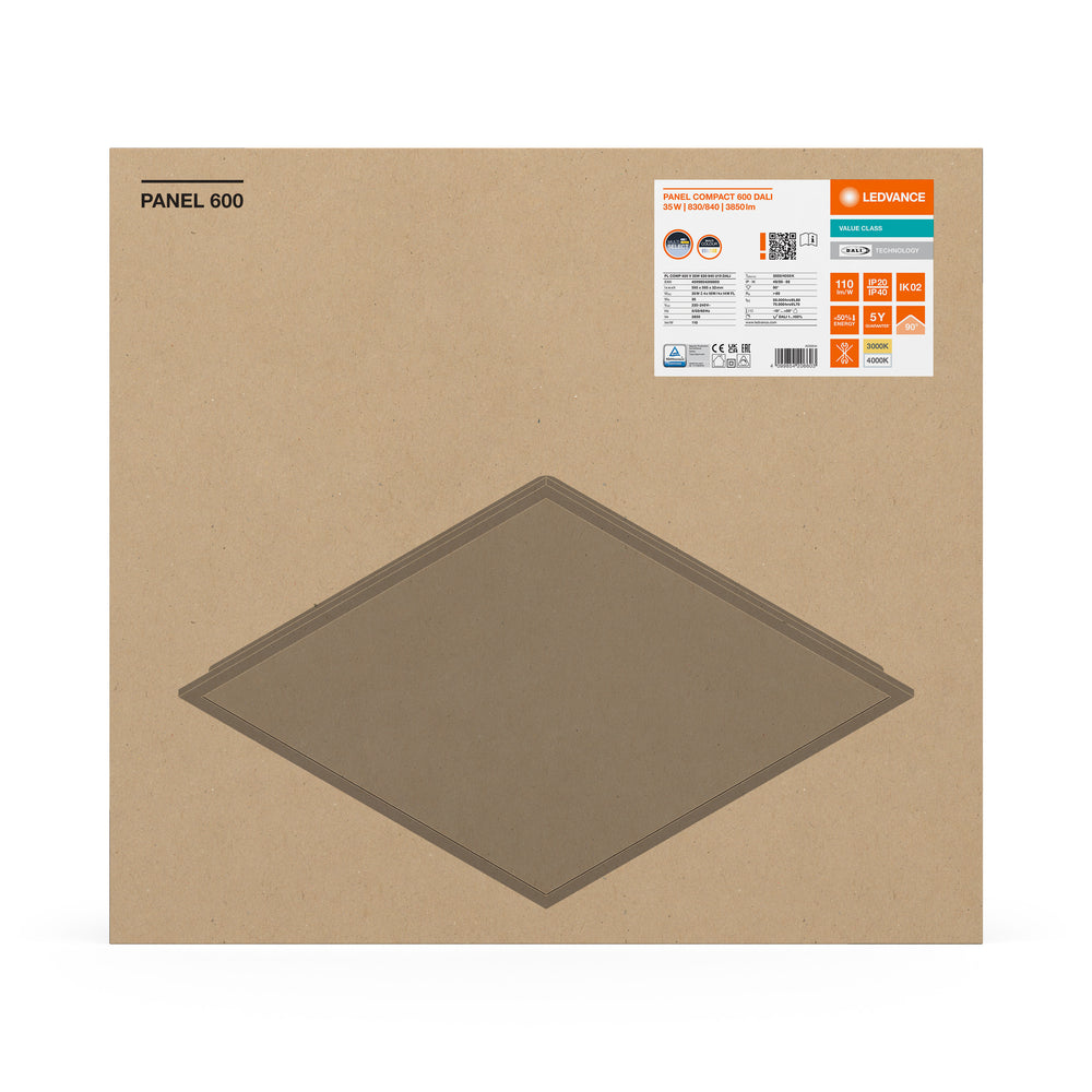 Tsong LED Panel 60x60cm 35W CCT-switch 2700K 4000K 4200 lumen UGR19 IP20 DALI dimbar