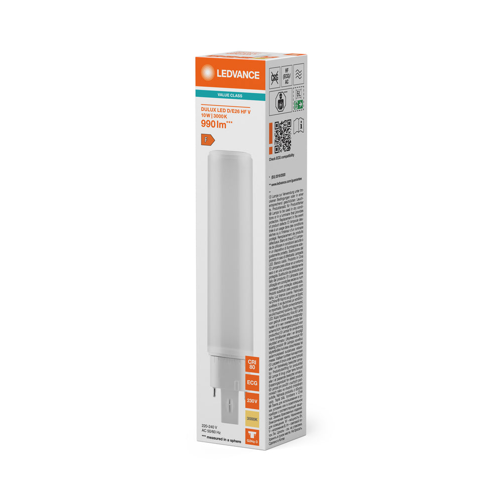 Tsong LED PLC Dulux D/E G24Q-3 Lampa 10.5W 1521 lumen 3000K Varmvit 220-240V Philips Chip IP20