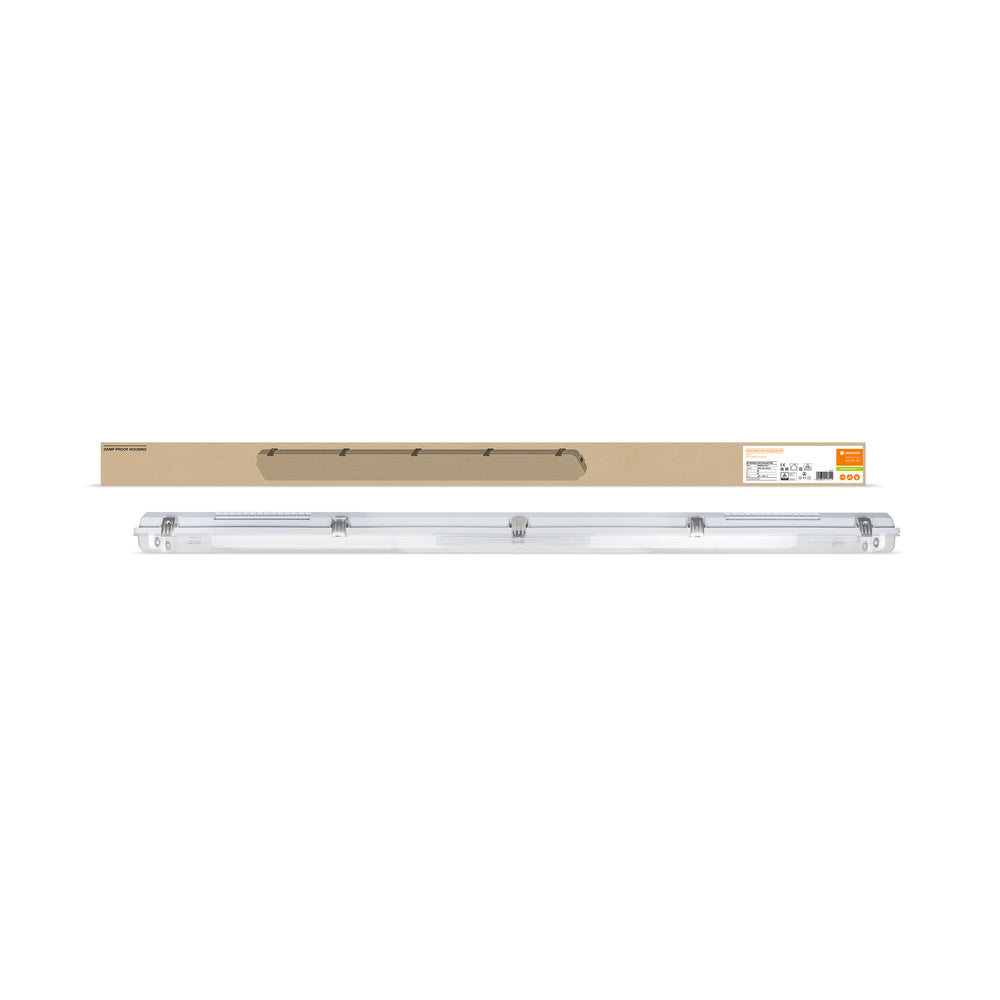 Luminaire tube LED Tsong 120cm IP65 étanche pour deux tubes LED, finition aluminium doré mat