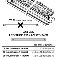 Tsong LED rørarmatur 120cm vandtæt IP65 til enkelt LED rør, holdbart aluminiumshus