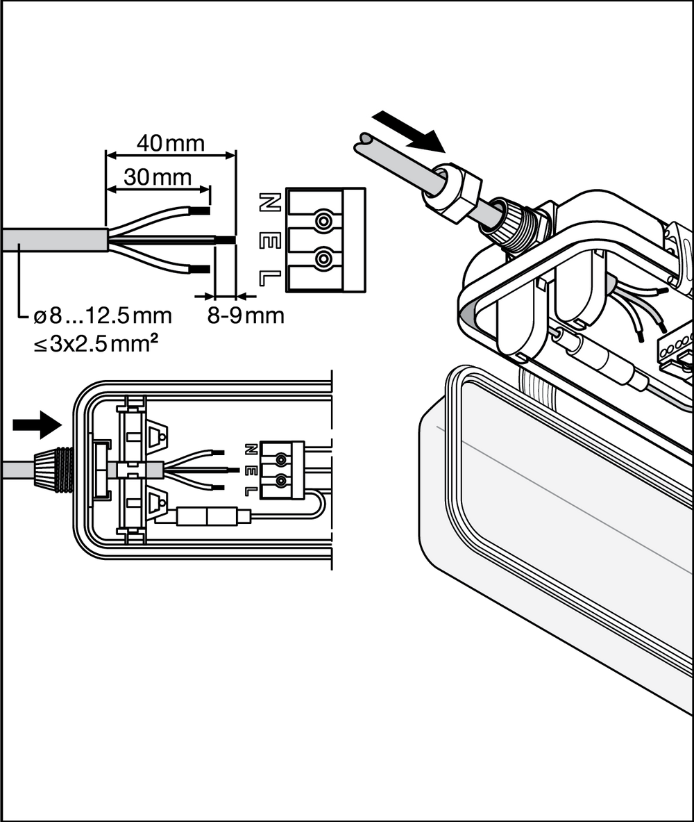 Tsong LED rørarmatur 120cm vandtæt IP65 til enkelt LED rør, holdbart aluminiumshus