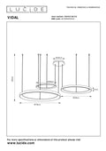 Lámpara colgante LED Lucide Vidal Ø78 cm 2700K oro mate