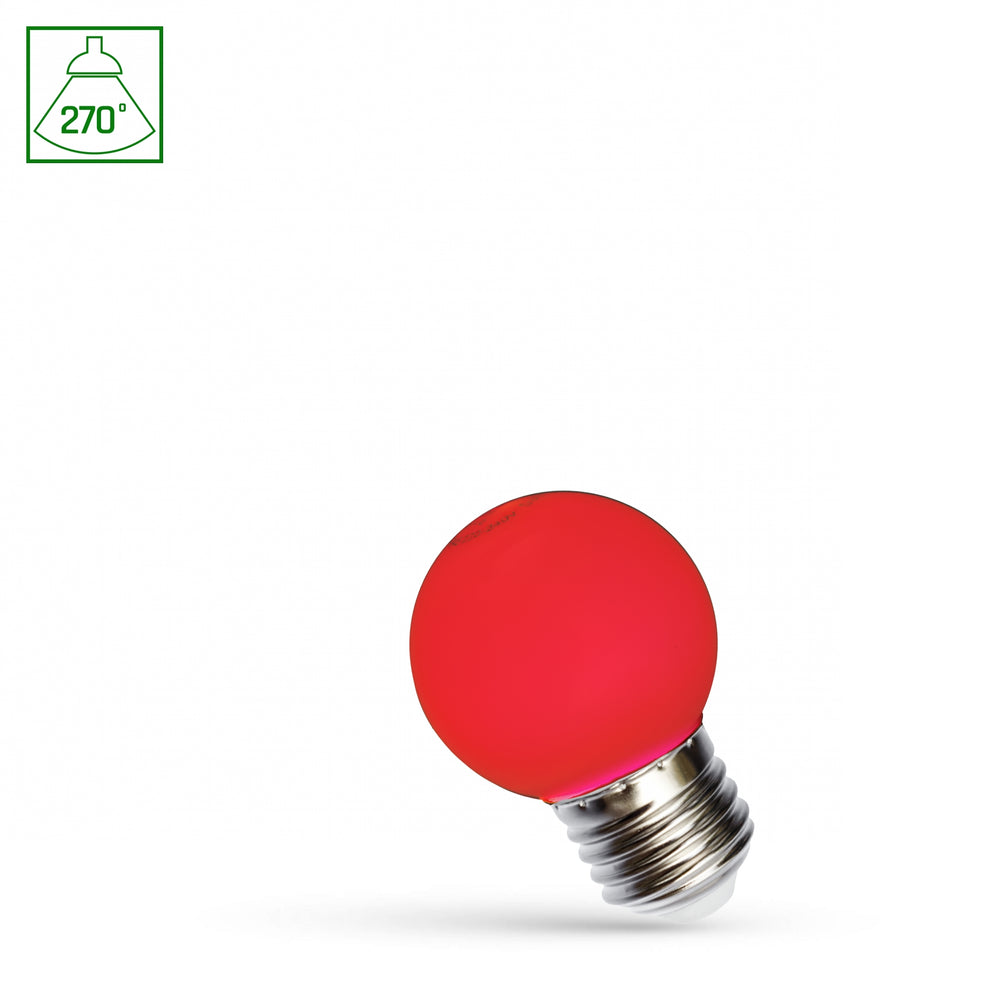 Spectrum LED G45 lamp rood E27 230V 1W - energiezuinige sfeerverlichting, 17000h levensduur, 270° stralingshoek