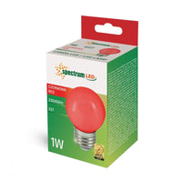 Spectrum LED G45 lamp rood E27 230V 1W - energiezuinige sfeerverlichting, 17000h levensduur, 270° stralingshoek
