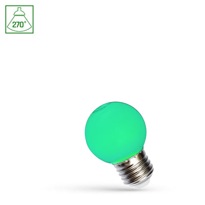 Spectrum LED lamp G45 groen 1W met E27 fitting, 230V, 270° stralingshoek, 17000 uur, CRI 80, IP20, binnengebruik