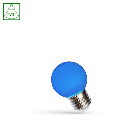 Spectrum LED ball G45 E27 1W blauw, 230V, 270° hoek, 17000 uur, IP20, CRI 80 lumen, niet dimbaar