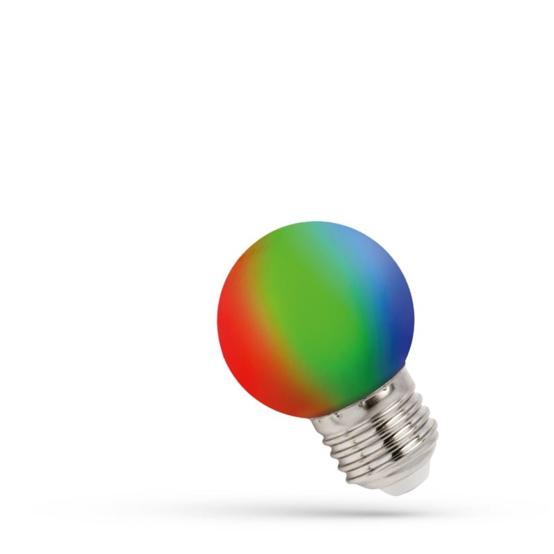 Spectrum LED ball G45 E27 RGB lamp, 230V, 1W, 260° hoek, lange levensduur, 400 lumen, niet dimbaar, binnengebruik