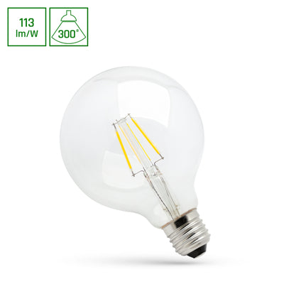 Spectrum LED glob G95 4W 2700K E27 met 450 lumen en 300° straalhoek voor warm wit licht