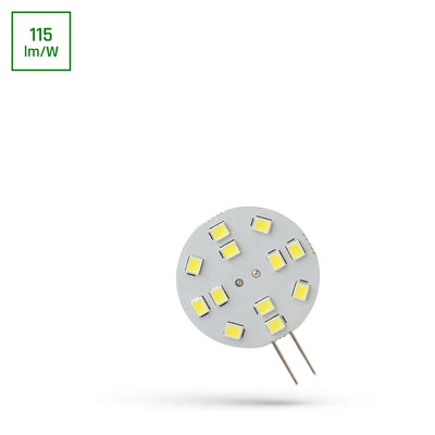 Spectrum LED G4 12V 2W 6000K 230 lúmenes 120° luz fría CRI 80 no regulable para uso interior