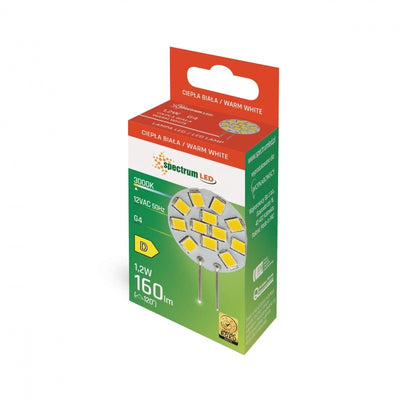 Spectrum LED G4 12V 1.2W 3000K blanco cálido 160 lúmenes 120° ángulo de radiación uso interior
