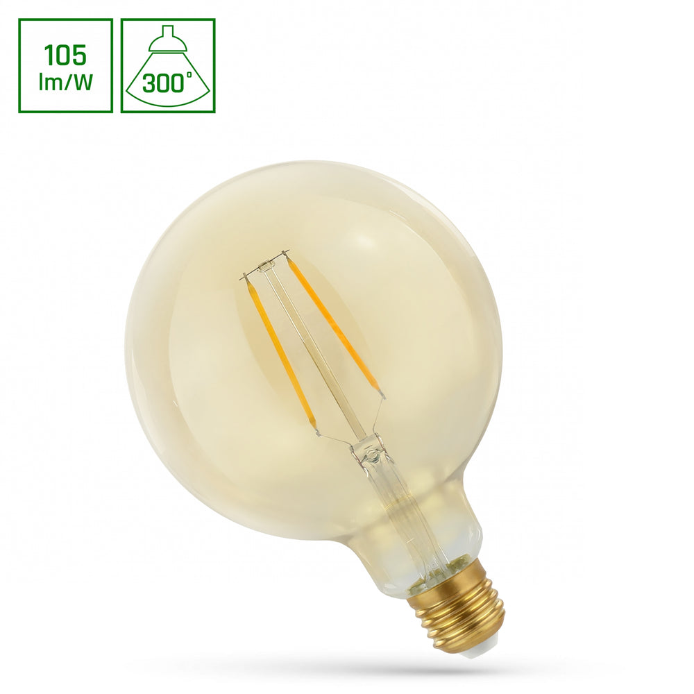 Spectrum LED glob g125 E27 230V 2W 2400K warm wit voor sfeervolle verlichting 230 lumen retro design