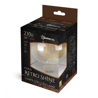 Spectrum LED glob g125 E27 230V 2W 2400K warm wit voor sfeervolle verlichting 230 lumen retro design