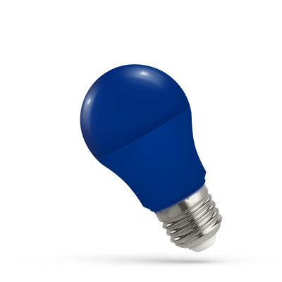Spectrum LED GLS A50 E27 5W lamp in blauw licht met 230V, 270° stralingshoek, 400 lumen en IP20-classificatie