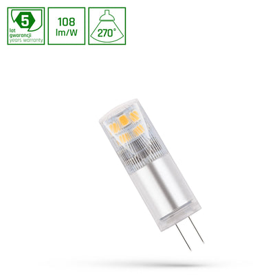 Spectrum LED G4 12V 2W blanco cálido, 3000K, 270 lúmenes, 50000 horas, base G4, IP20, no regulable
