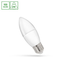 Spectrum LED kaarslamp C37 E27 230V 1W CW 6000K met 100 lumen koud wit licht en 270° lichtspreiding