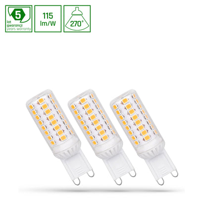 Spectrum LED G9 230V 4W dimbare lamp, 4000K, 460 lumen, CRI 80, 270° lichthoek, 3-pack, energieklasse E