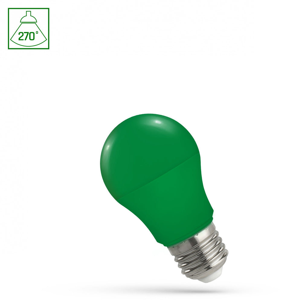 Spectrum LED gloeilamp E27 4.9W groen licht 230V, 270° straling, duurzaam met lange levensduur 17000 uur