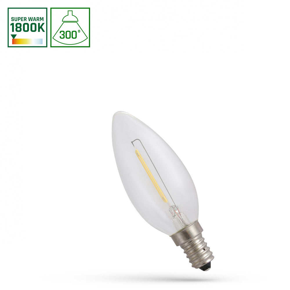 Lámpara de vela led Spectrum E14 230V 1W 1800K, 60 lúmenes, haz de luz de 300°, IP20, no regulable, luz blanca cálida