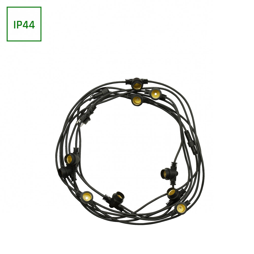 Spectrum 5m LED stringverlichting, 10xE27, zwart, IP44, 250V, binnen/buiten, -20/+40°C
