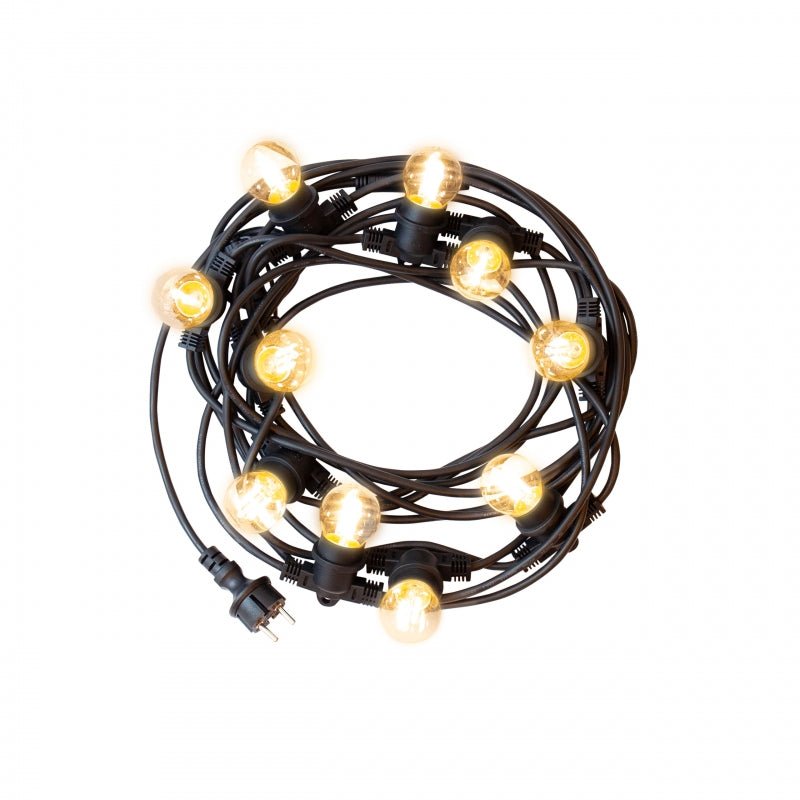 Spectrum 5m LED stringverlichting, 10xE27, zwart, IP44, 250V, binnen/buiten, -20/+40°C
