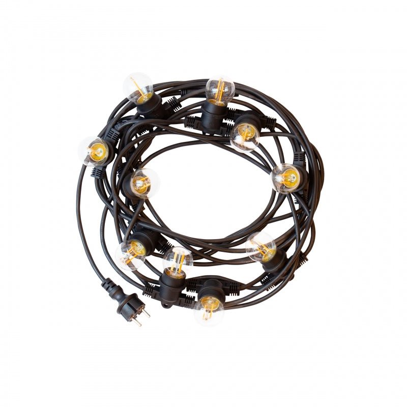 Spectrum 5m LED stringverlichting, 10xE27, zwart, IP44, 250V, binnen/buiten, -20/+40°C