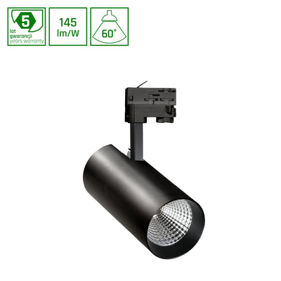 Spectrum LED Railspot 3-Fase 10W 3000K 1450 lumen CRI 80 60° Zwart Aluminium IP20 Dimbaar 230V